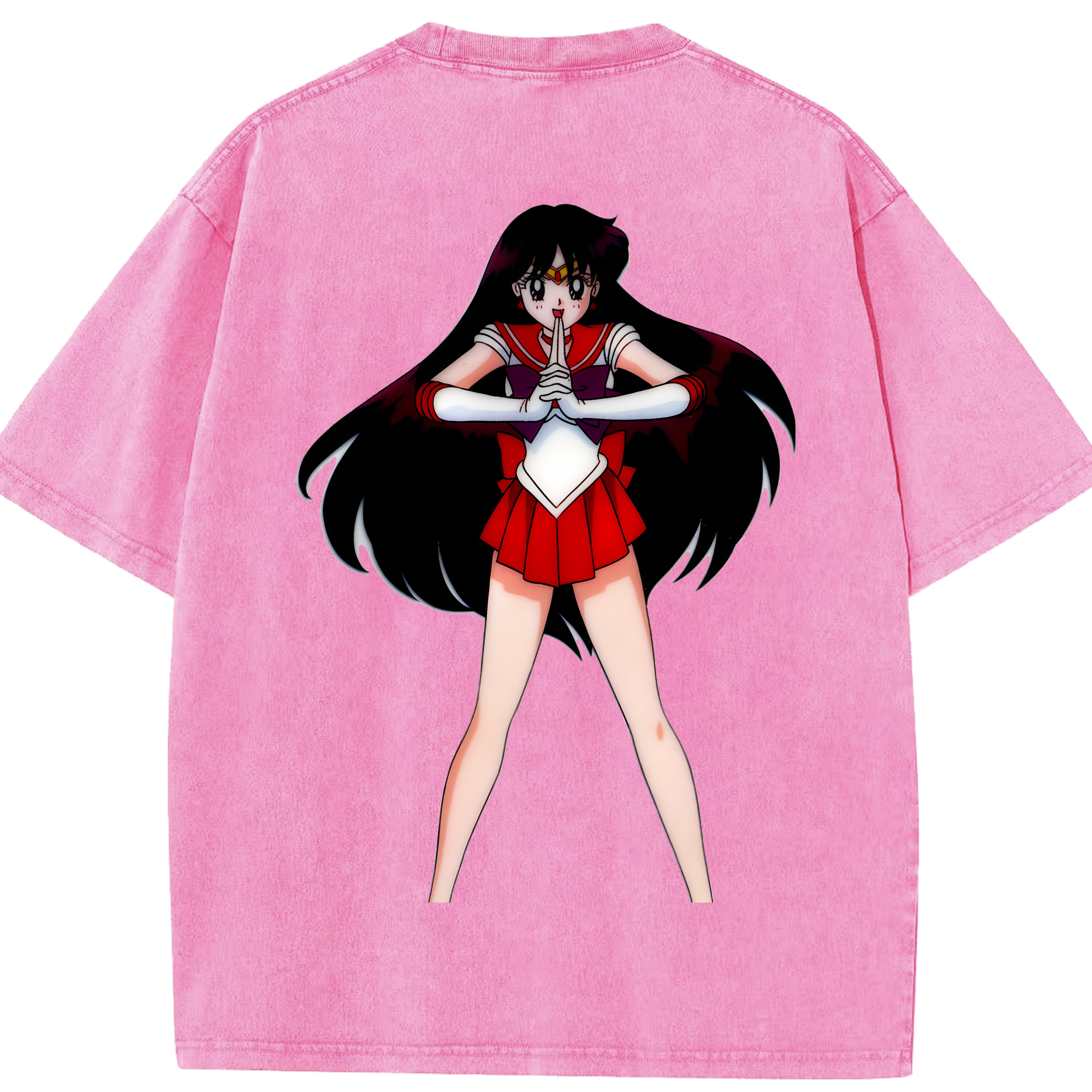 （画像用） 美少女戦士セーラームーン 火野レイ ひの レイ Sailor Moon Hino Rei （セーラーマーズ,Sailor Mars） 綿100% ヴィンテージ風 半袖Tシャツ（背面プリント）